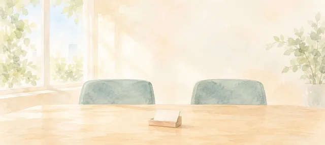 A sunlit room ready for a first meeting.
